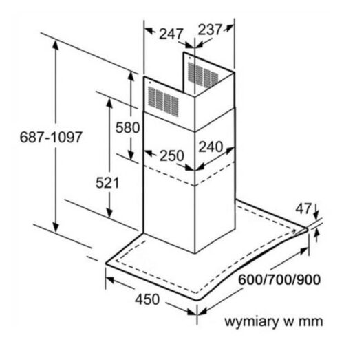Kích thước máy hút mùi Bosch DWA07E651