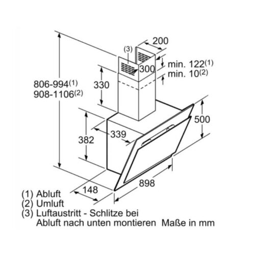 Kích thước máy hút mùi treo tường Bosch DWK09G620
