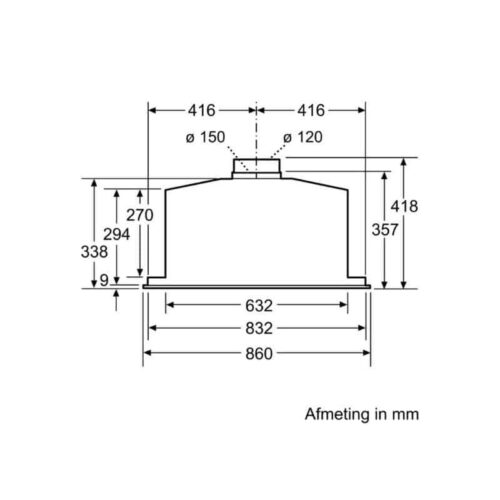 Kích thước máy hút mùi âm tủ Bosch DHL885C