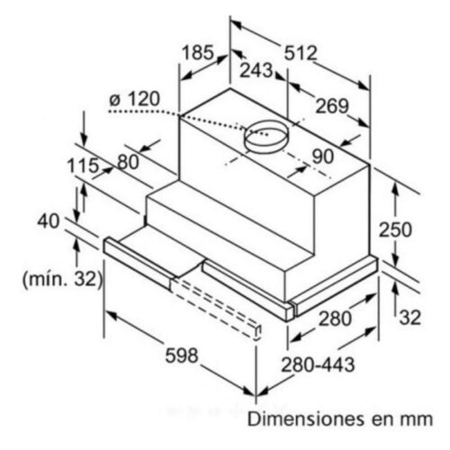 Kích thước máy hút mùi Bosch DHI645HX