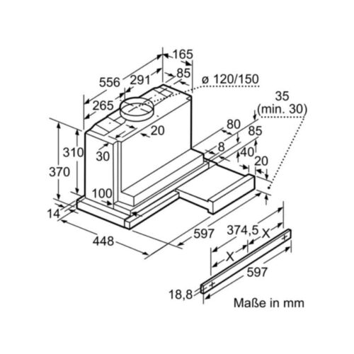 Kích thước máy hút mùi Bosch DHI655FX