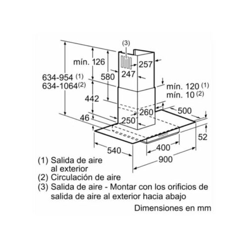 Kích thước máy hút mùi Bosch DWA09E750