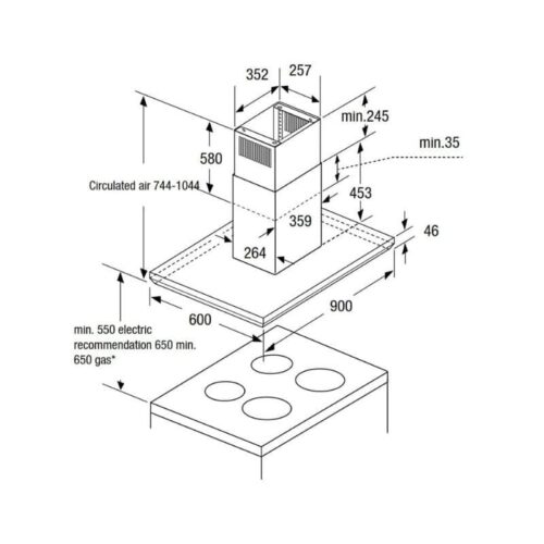 Kích thước máy hút mùi Bosch DWB06D650