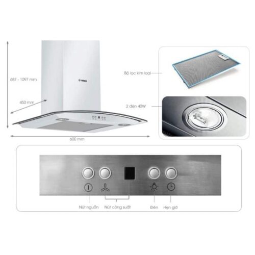 Thông số máy hút mùi Bosch DWA07E651