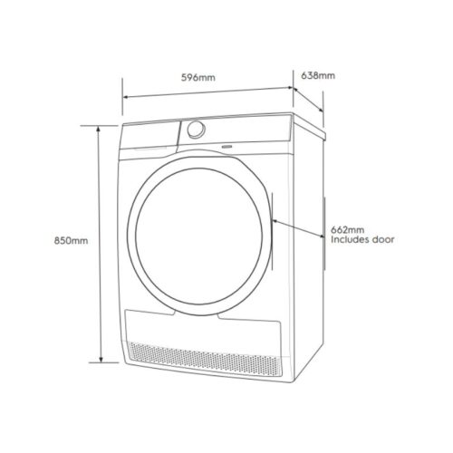 Kích thước máy sấy bơm nhiệt Electrolux 9kg EDH903R9WB