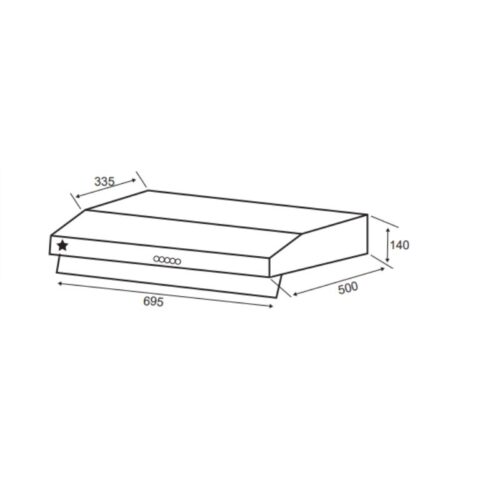 Kích thước máy hút mùi âm tủ Pramie CL9S - 700 Pro