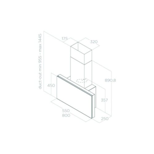 Kích thước máy hút mùi áp tường Elica PLAT WH/F/80 PRF0165712