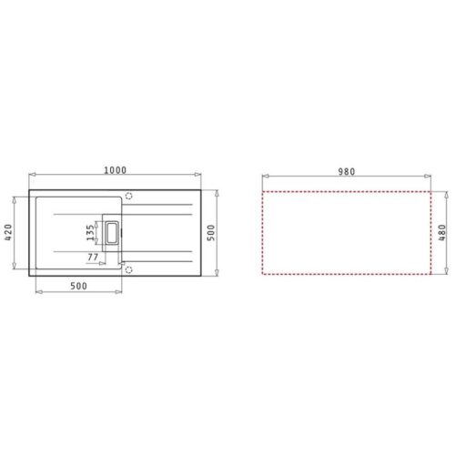 Kích thước chậu rửa bát Elica Pyragranite Kartesio 1B 1D Snow 70054411