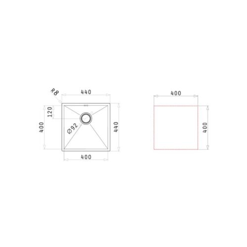 Thiết kế của chậu rửa chén inox 1 hố Elica Tetragon 1B 100090201