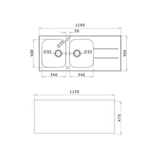 Thiết kế của chậu rửa chén inox 2 hố Elica Concerto 2B 1D – Black 109501630