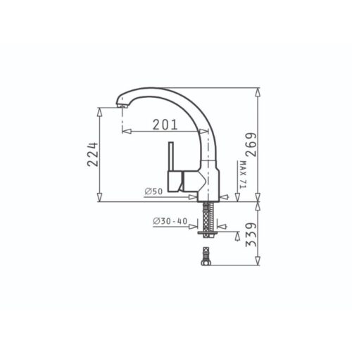 Thiết kế của vòi rửa chén Elica Armonica Classic Iron Grey 90912101