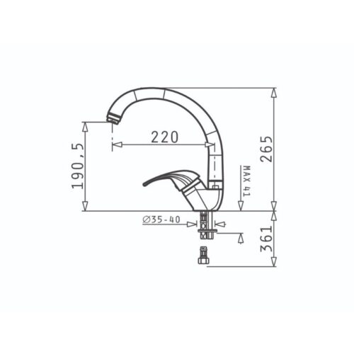 Thiết kế của vòi rửa chén Elica Mezzo Grainte Iron Grey 90913701
