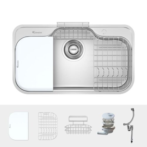 Chậu rửa bát inox 1 hố Konox TARI 9051SR 4 phu kien chau rua bat inox 1 ho konox tari 9051sr 1