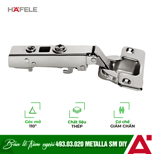Bản lề trùm ngoài Metalla SM DIY 110º Hafele 493.03.020