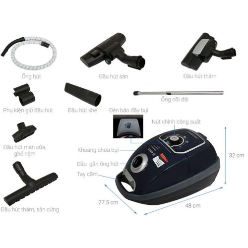 Chi tiết máy hút bụi dạng hộp Bosch HMH.BGL72294
