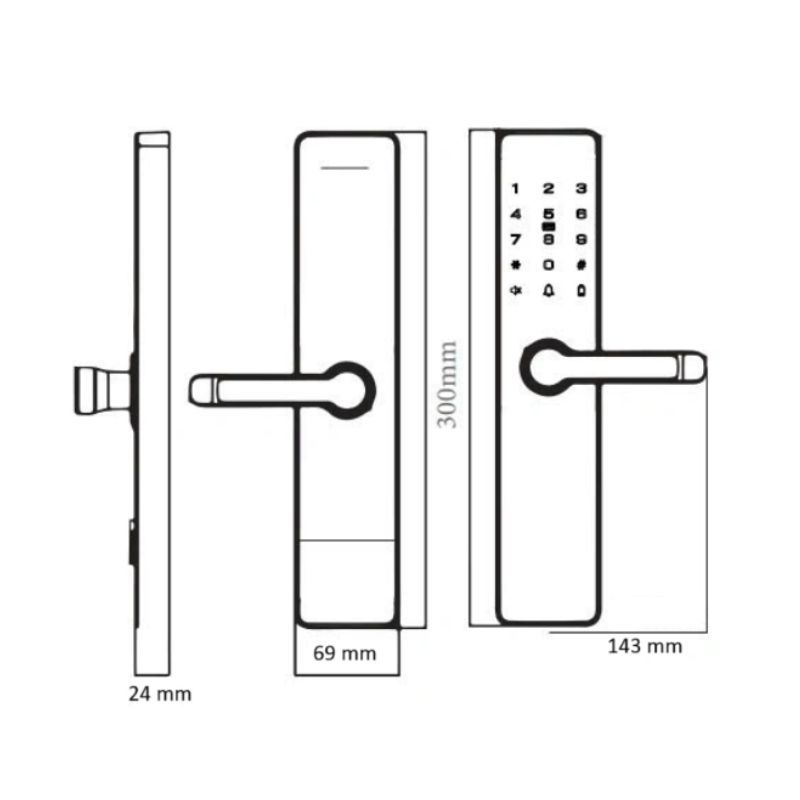 Kích thước khóa cửa vân tay Avolock AV-63-Gold Kích thước khóa cửa vân tay Avolock AV-63-Gold