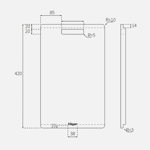 Kích thước thớt gỗ tre Kluger KCB-105W
