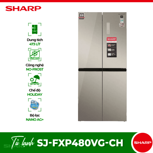 Tủ lạnh 4 cánh 401 lít Sharp SJ-FXP480VG-CH