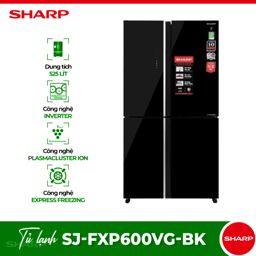 Tủ lạnh 4 cánh 525 lít Sharp SJ-FXP600VG-BK