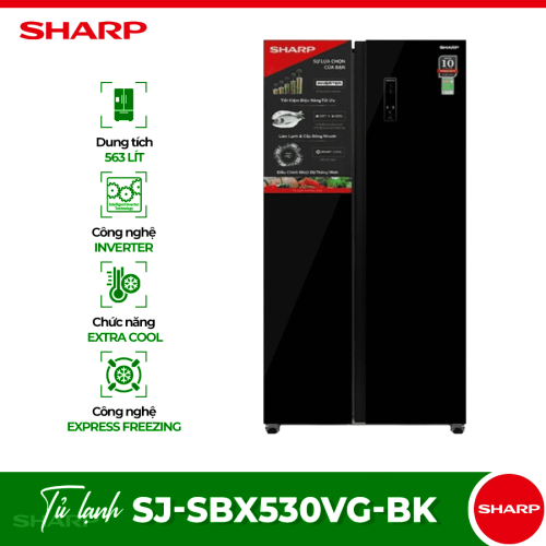 Tủ lạnh 2 cánh side by side 532 lít Sharp SJ-SBX530VG-BK