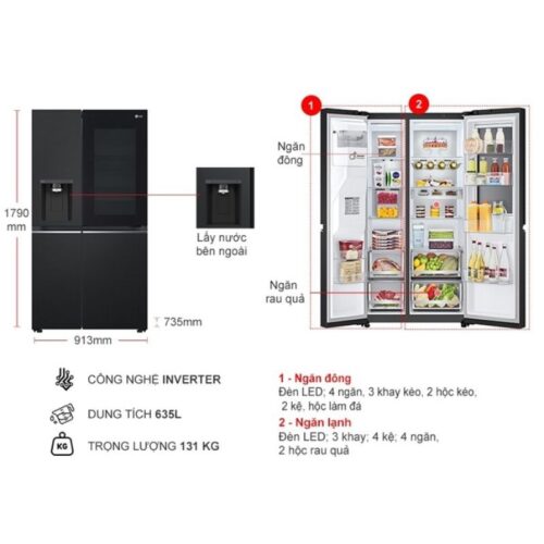 Thông số tủ lạnh LG Inverter 635L GR-X257BL ALBPEVN