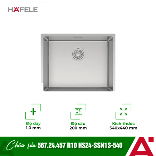 Chậu rửa bát inox 1 hố Hafele HS24-SSN1S-540 567.24.457