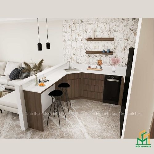 Ảnh mẫu tủ bếp nhựa cánh Melamine TBNM03 - Tủ bếp chữ L, hiện đại Ảnh mẫu tủ bếp nhựa cánh Melamine TBNM03 - Tủ bếp chữ L, hiện đại