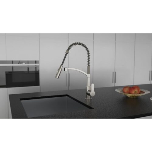 Vòi rửa bát Wasserwerk WK 3 stainless steel look, spiral spring 700555 3 anh voi rua bat wasserwerk wk 3 stainless steel look spiral spring 700555