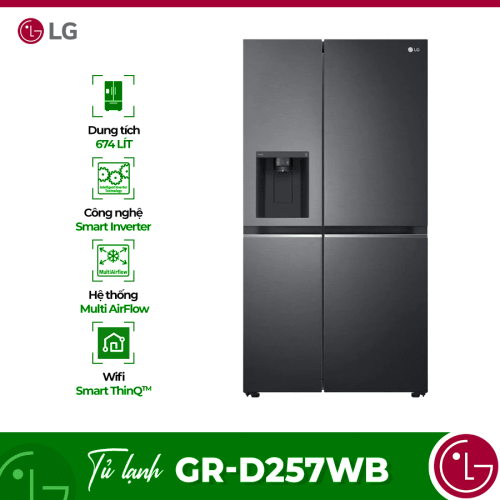 Tủ Lạnh 2 cánh side by side Inverter 635 Lít LG GR-D257WB