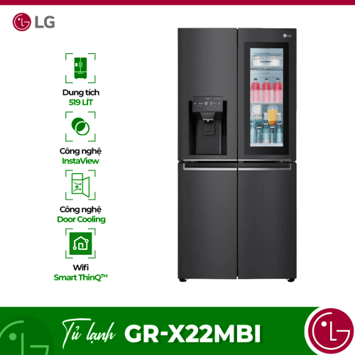 Tủ Lạnh 4 cánh Multi Door Inverter 496 Lít LG GR-X22MBI