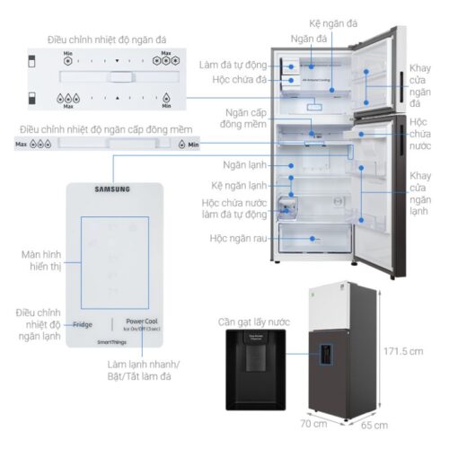 kich thuoc tu lanh samsung inverter 382 lit rt38cb6784c3sv