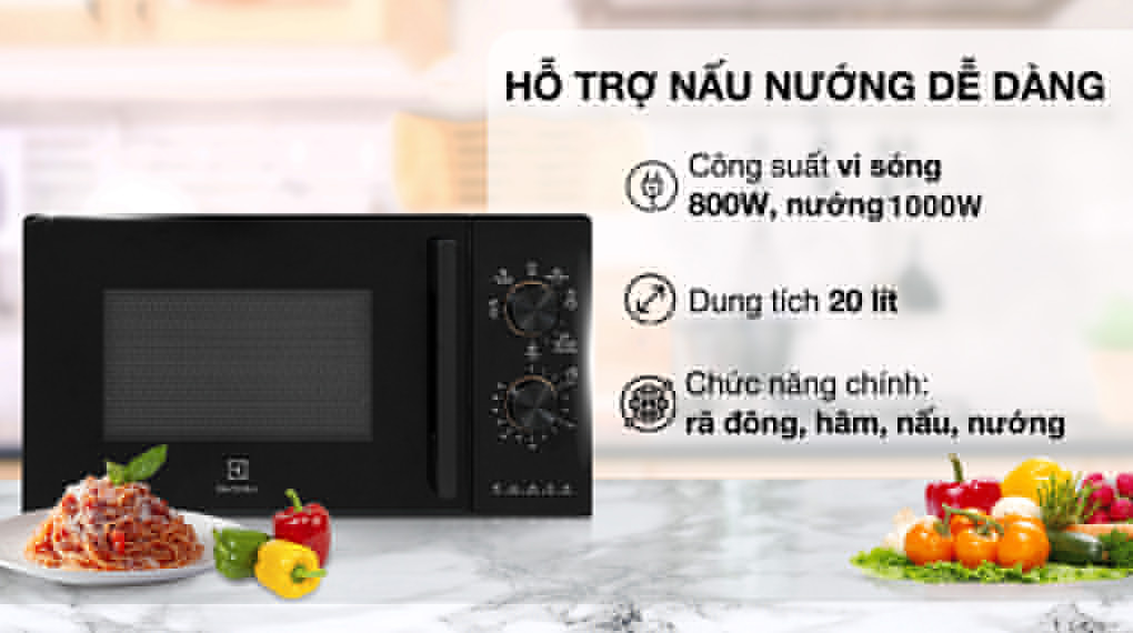 Lò vi sóng mini có nướng đối lưu 20L EMG20K22B