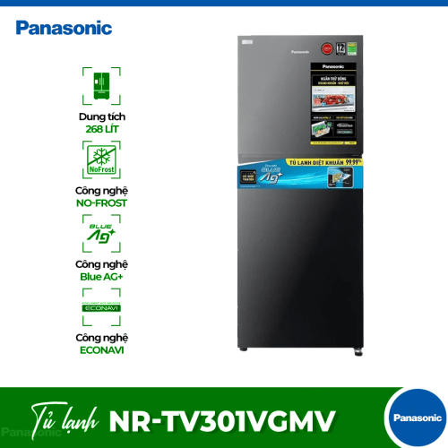Tủ Lạnh 2 cánh Inverter 268 Lít Panasonic NR-TV301VGMV