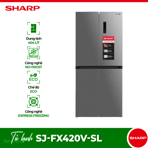 Tủ Lạnh 4 cánh Multi doors Inverter 362 Lít Sharp SJ-FX420V-SL