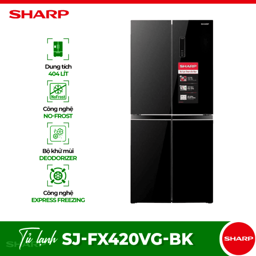 Tủ Lạnh 4 cánh Multi doors Inverter 362 Lít Sharp SJ-FX420VG-BK