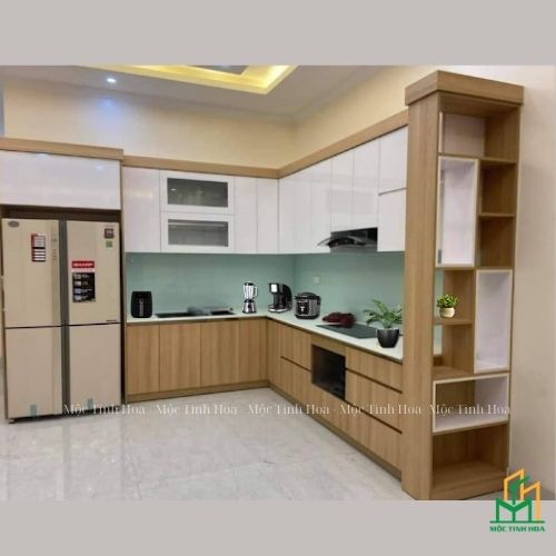 Tủ bếp gỗ An Cường AC03 - Tủ bếp chữ L, hiện đại