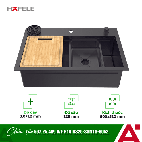 Chậu rửa bát Hafele WF R10 HS25-SSN1S-8052 567.24.489 Đen