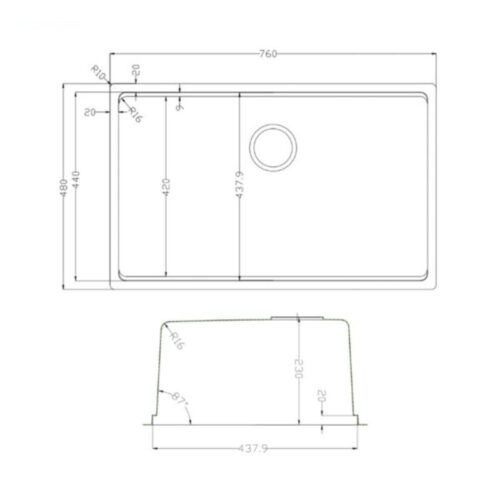 Chậu rửa bát Konox TARI 7648SM 4 Kích thước chậu rửa bát Konox TARI 7648SM