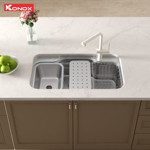 chau rua bat inox 1 ho chong xuoc Konox Dekor 8048SU 1