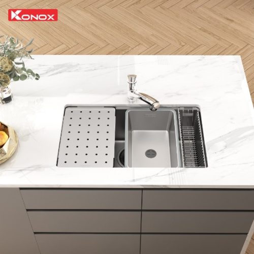 phoi canh chau rua bat 1 ho chong xuong Konox Dekor 8044SU