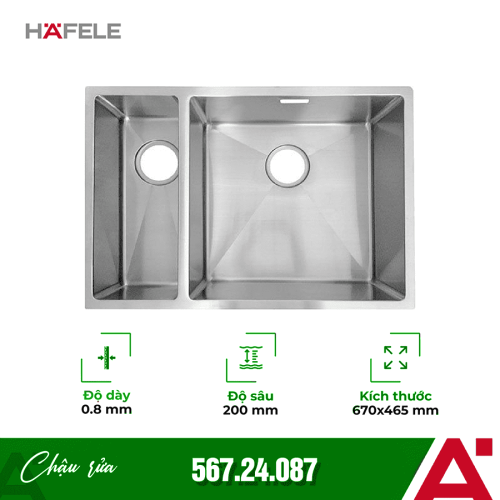 Chậu rửa bát inox Hafele 567.24.087