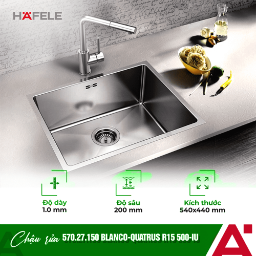 Chậu rửa chén bát inox Hafele Blanco - QUATRUS R15 500-IU 570.27.150