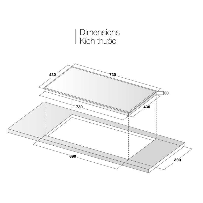 Kích thước bếp Từ D’mestik TL922DKI Kích thước bếp Từ D’mestik TL922DKI