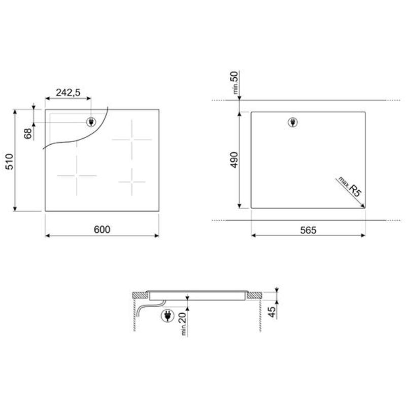 Kích thước bếp từ đơn Faber FB INM2 Kích thước bếp từ đơn Faber FB INM2