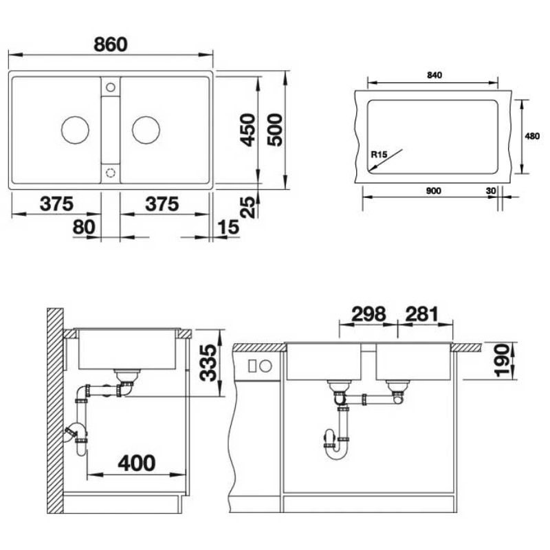 Kích thước chậu rửa bát đá Hafele Blancozia 9 567.68.349 Kích thước chậu rửa bát đá Hafele Blancozia 9 567.68.349
