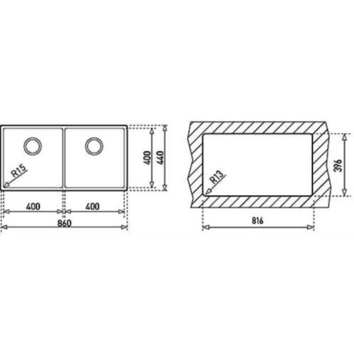 Chậu rửa bát Teka BE LINEA R15 2B 860 3 Kích thước chậu rửa bát Teka BE LINEA R15 2B 860