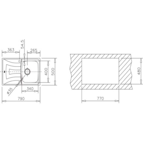 Chậu rửa bát Teka UNIVERSO 79 1B 1D 3 Kích thước chậu rửa bát Teka UNIVERSO 79 1B 1D