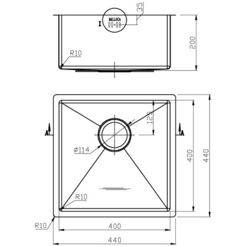 Chậu rửa chén bát Malloca MS 6044 3 Kích thước chậu rửa chén bát Malloca MS 6044