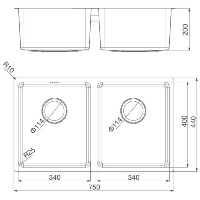 Kích thước chậu rửa chén bát Malloca MS 6081 Kích thước chậu rửa chén bát Malloca MS 6081