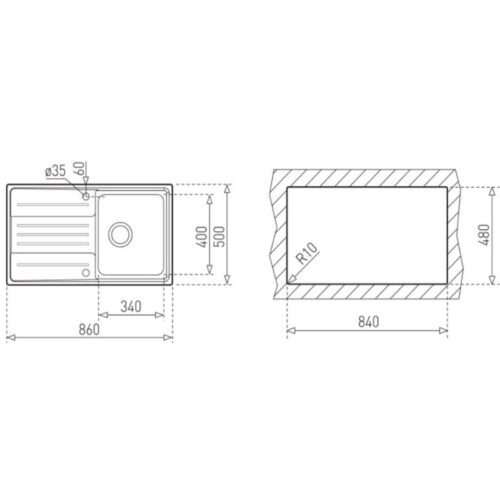Chậu rửa chén bát Teka Stage 45 1B 1D 3 Kích thước chậu rửa chén bát Teka Stage 45 1B 1D